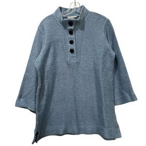 Soft Surroundings Medium Blue 3/4 Sleeve Sweater Blouse B2